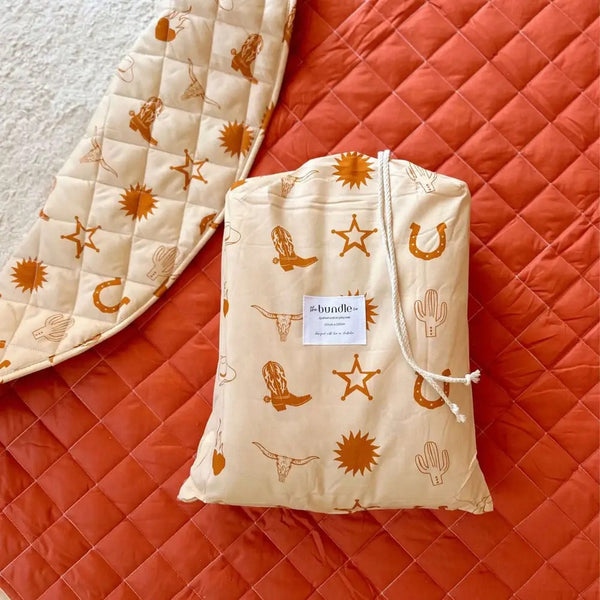 The Bundle Co - 100% Quilted Cotton Reversible Playmat / Texas