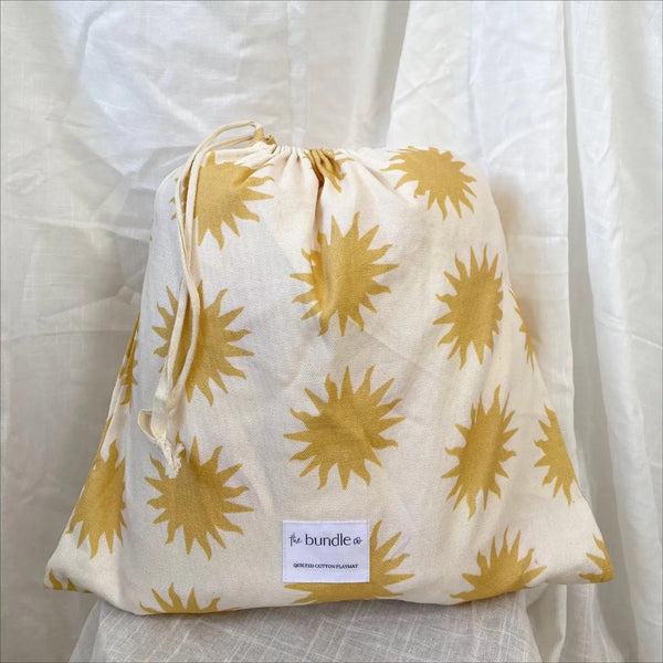 The Bundle Co - 100% Quilted Cotton Reversible Playmat / Sunshine