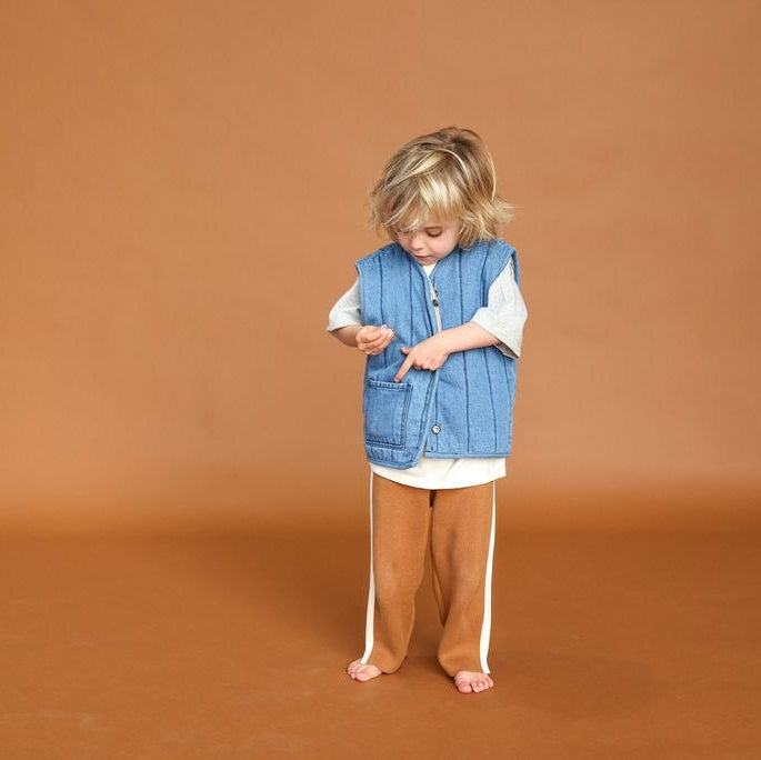 Grown Clothing - Quilted Reversible Vest / Denim & Paint
