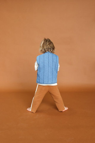 Grown Clothing - Quilted Reversible Vest / Denim & Paint