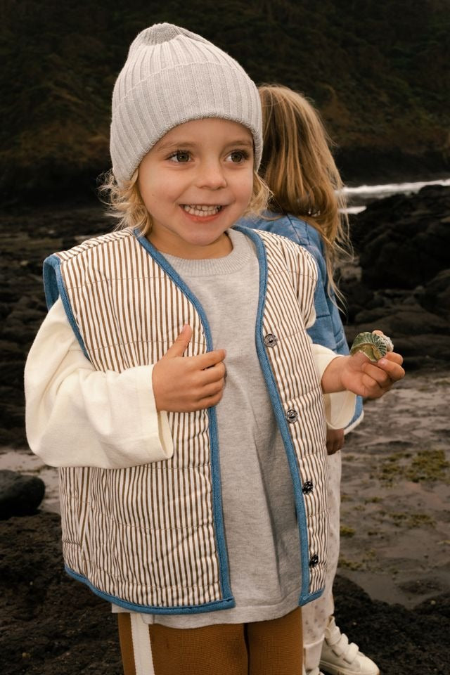 Grown Clothing - Quilted Reversible Vest / Denim & Paint