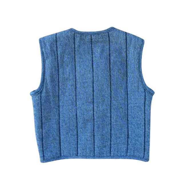 Grown Clothing - Quilted Reversible Vest / Denim & Paint