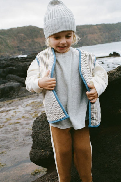 Grown Clothing - Quilted Reversible Vest / Denim & Paint