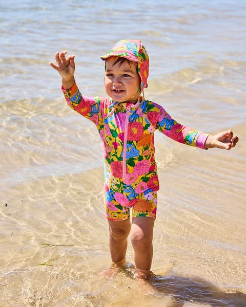 Kip & Co - Baby Long Sleeve Zip Bathers / Follow The Sun Yellow