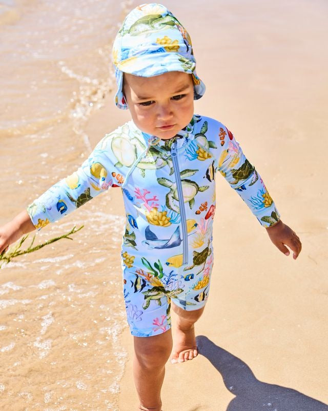 Kip & Co - Baby Long Sleeve Zip Bathers / Reef Life