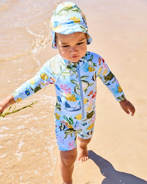 Kip & Co - Baby Long Sleeve Zip Bathers / Reef Life