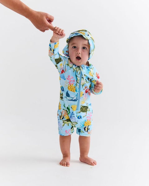 Kip & Co - Baby Long Sleeve Zip Bathers / Reef Life