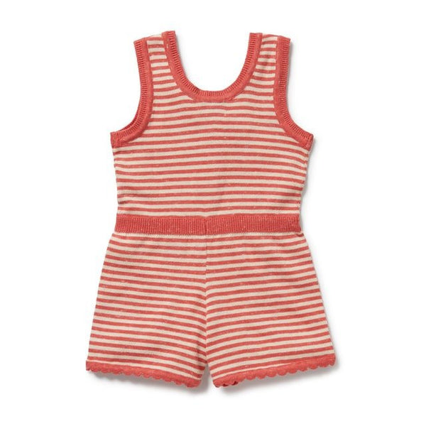 Wilson + Frenchy - Organic Knitted Stripe Playsuit / Strawberry Swirl