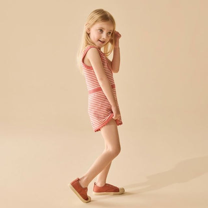 Wilson + Frenchy - Organic Knitted Stripe Playsuit / Strawberry Swirl