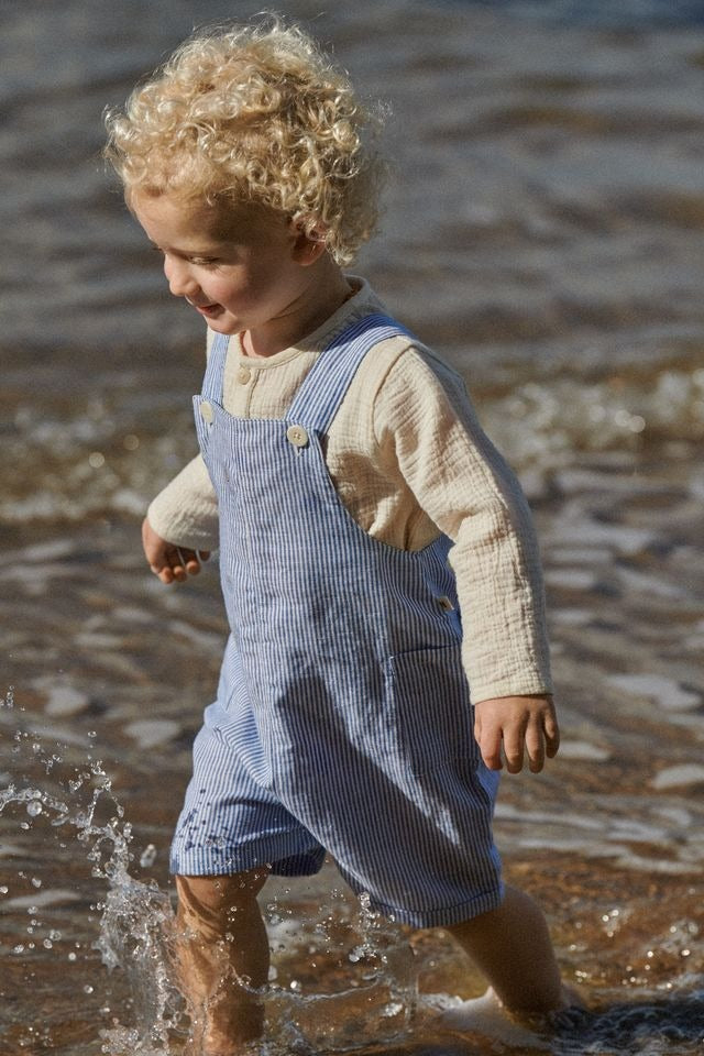 Nature Baby - Tucker Shortie Overalls / Blue Stripe