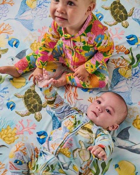 Kip & Co - Organic Long Sleeve Zip Romper / Reef Life