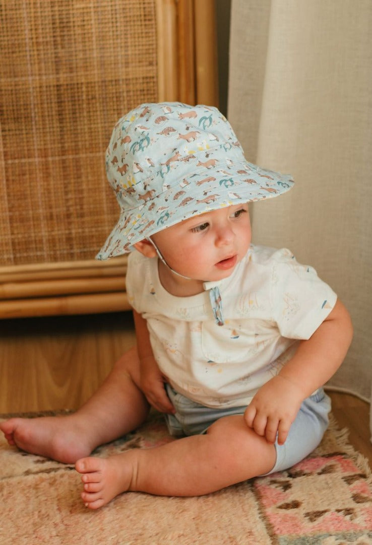 Acorn - Wide Brim Infant Hat / Aussie Bush Friends