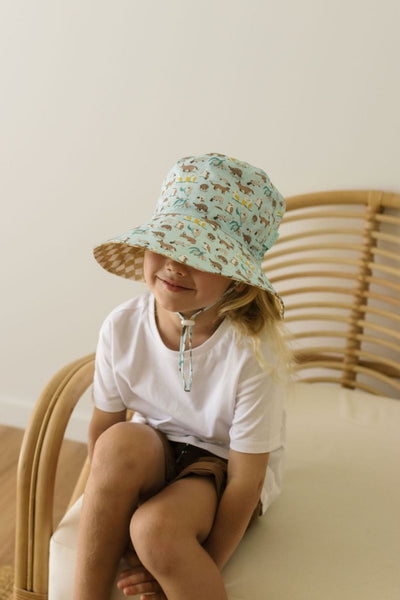 Acorn - Wide Brim Bucket Hat / Aussie Bush Friends