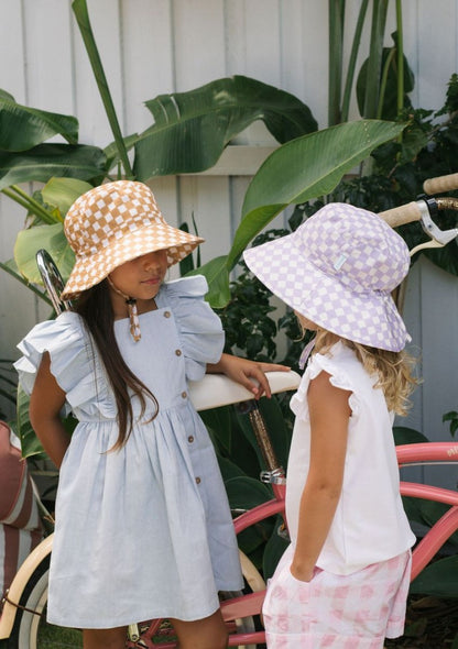 Acorn - Broad Brim Bucket Hat / Lavender Checks