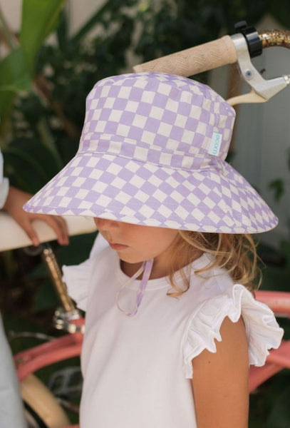 Acorn - Broad Brim Bucket Hat / Lavender Checks