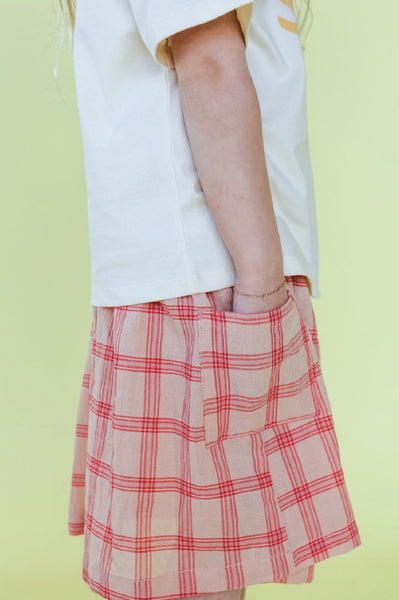 Grown Clothing - Tomato Cotton Check Skirt