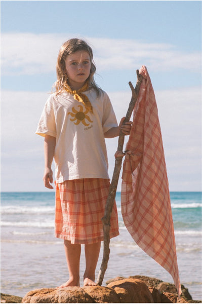 Grown Clothing - Tomato Cotton Check Skirt