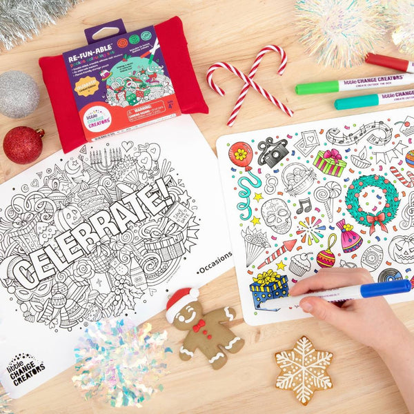 Little Change Creators - Reusable Colouring Activity Set / Celebrate - Christmas Gift