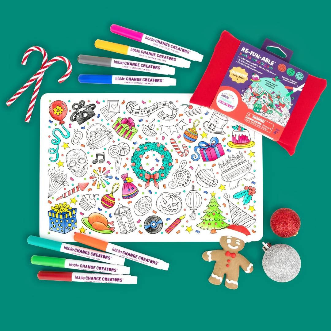 Little Change Creators - Reusable Colouring Activity Set / Celebrate - Christmas Gift