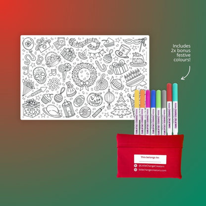 Little Change Creators - Reusable Colouring Activity Set / Celebrate - Christmas Gift