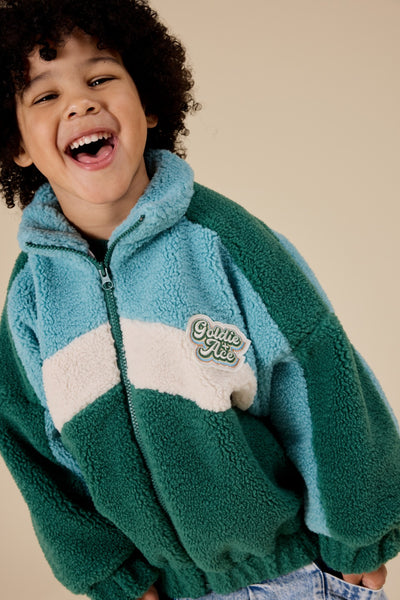 Goldie & Ace - Frankie Sherpa Jacket / Teal-Cream-Dark Jade