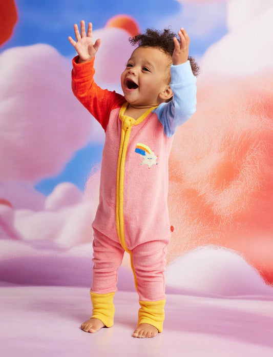 Halcyon Nights - Terry Long Sleeve Romper / Stars Pink