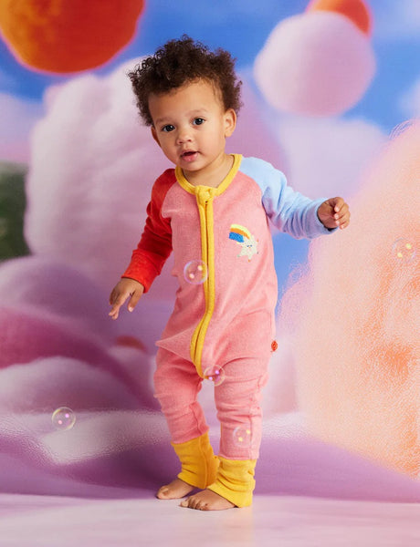Halcyon Nights - Terry Long Sleeve Romper / Stars Pink