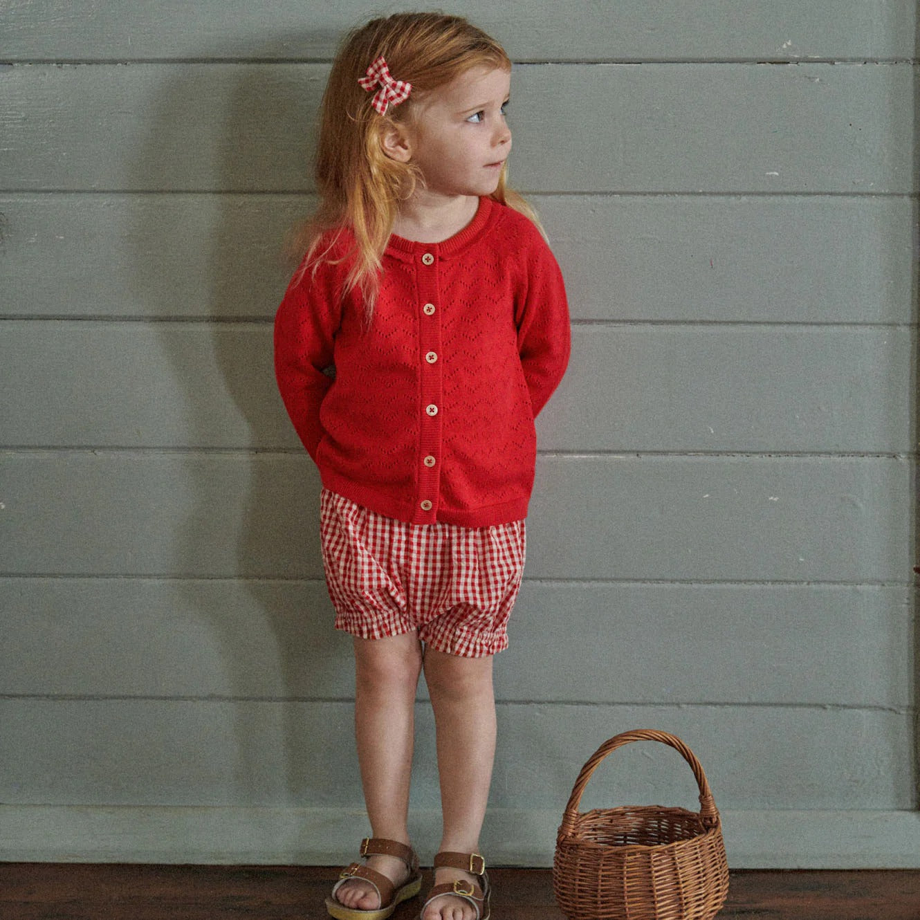 Nature Baby - Piper Cardigan / Raspberry Red Pointelle