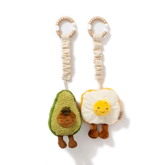 Living Textiles - 2 Pack Mini Market Brunch Stroller Toys / Avocado & Egg On Toast