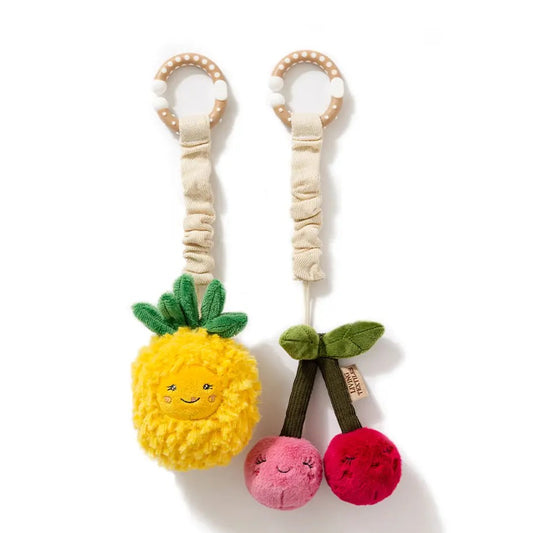 Living Textiles - 2 Pack Mini Market Brunch Stroller Toys / Pineapple & Cherries