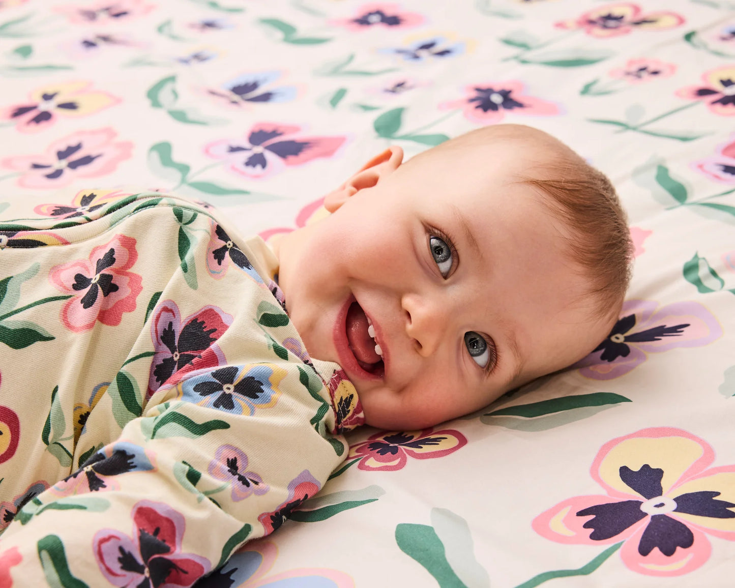Kip & Co - Organic Long Sleeve Zip Romper / Pretty Pansy