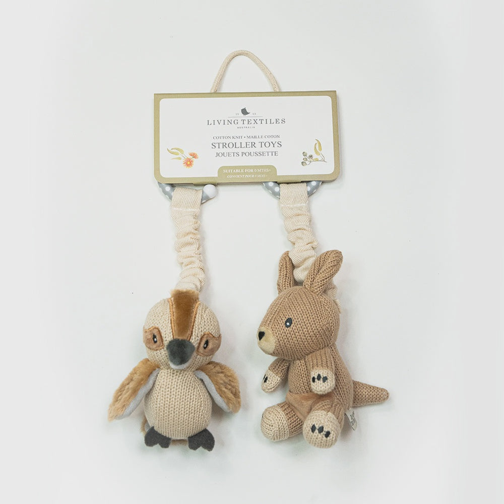 Living Textiles - 2pk Stroller Toy / Kangaroo & Kookaburra