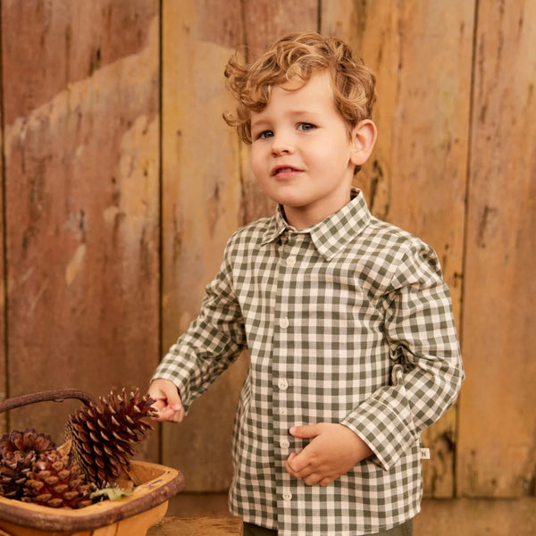 Nature Baby - Ira Button Up / Thyme Check