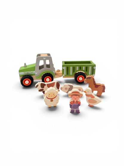 Toyslink - Onya Kids Green Tractor with Farm Animals