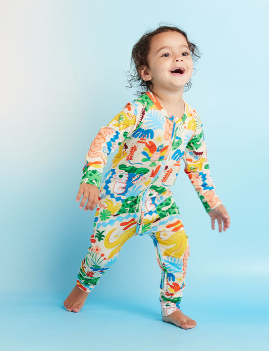 Halcyon Nights - Long Sleeve Romper / Tropicool