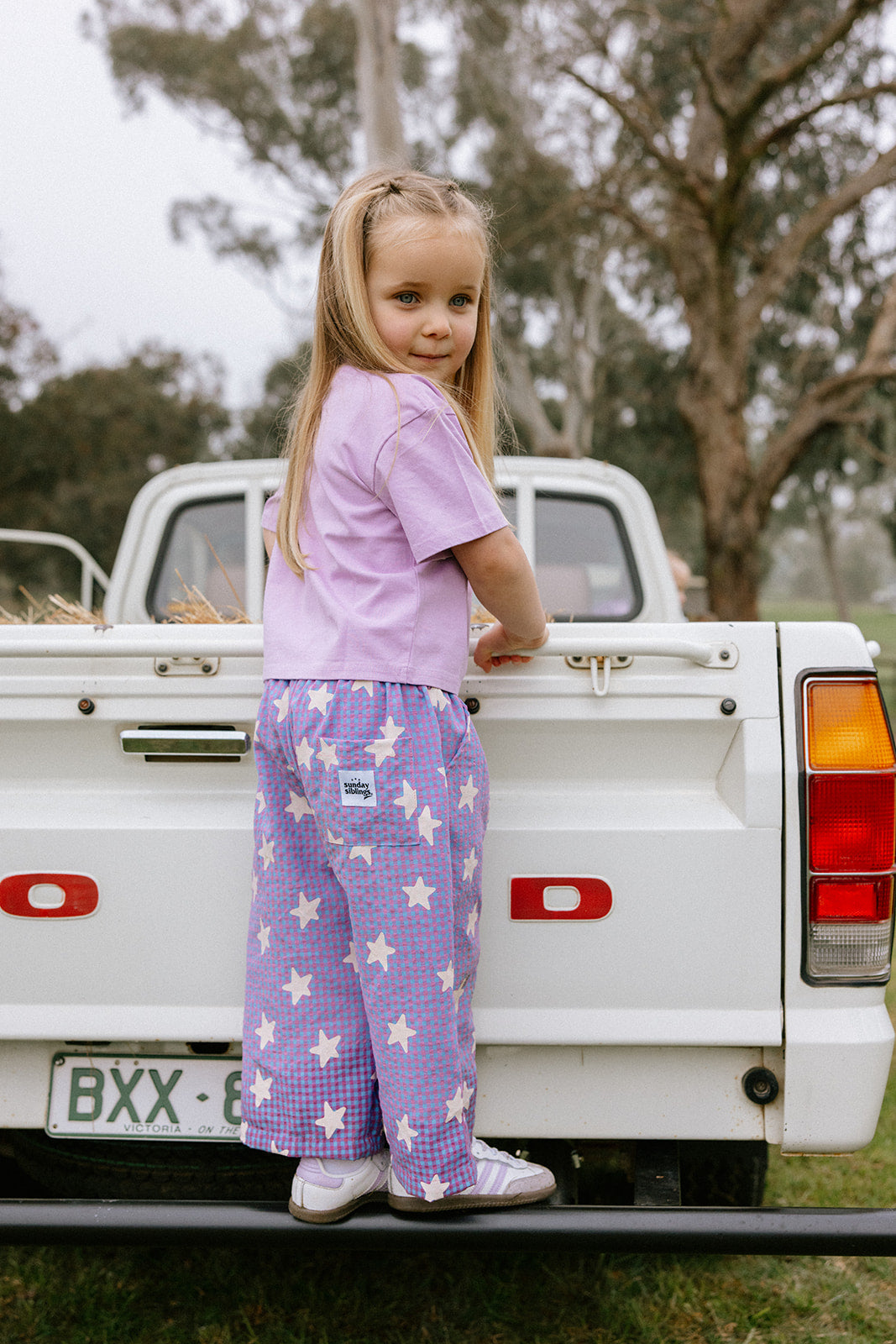 Sunday Siblings - Dusty Star - Purple Gingham