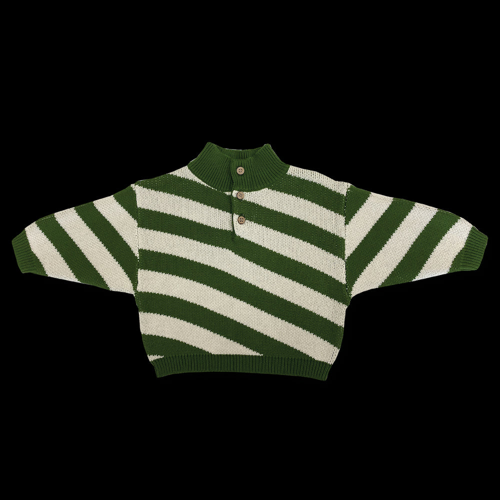 Grown Clothing - Diagonal Stripe Pull Over/Verde