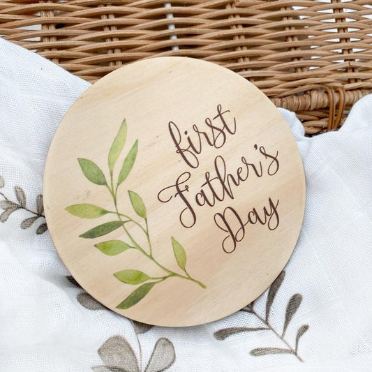 One Chew Three - My First Father's Day Milestone Plaque / Timber Colour Print
