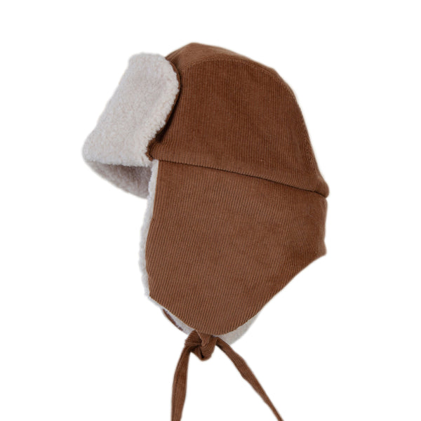 Acorn-Aviator Cord Beanie/Chestnut