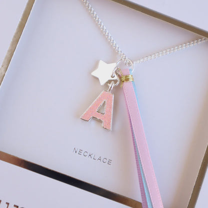 Lauren Hinkley - Pink Glitter Initial Necklace
