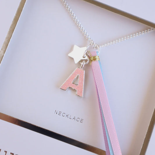 Lauren Hinkley - Pink Glitter Initial Necklace