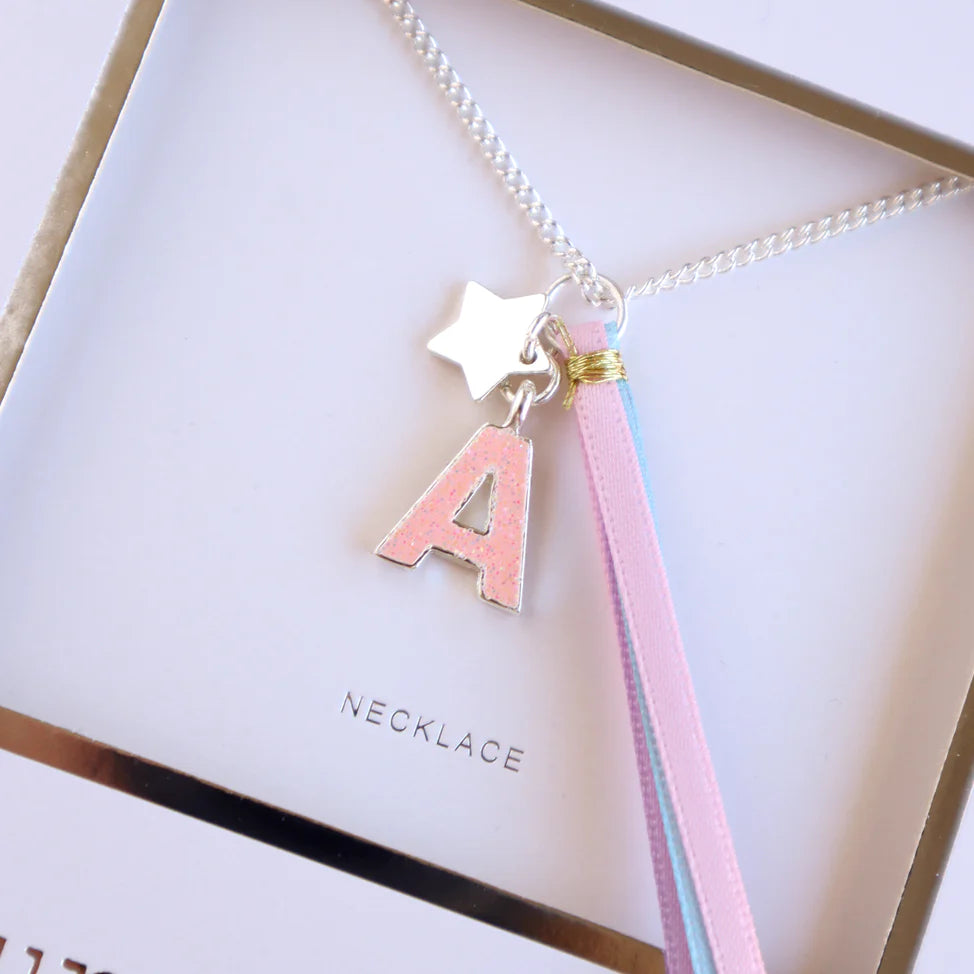 Lauren Hinkley - Pink Glitter Initial Necklace