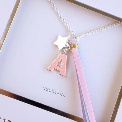 Lauren Hinkley - Pink Glitter Initial Necklace