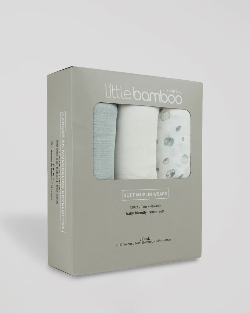 The Little Linen Company - Little Bamboo Muslin Wraps (3pk)