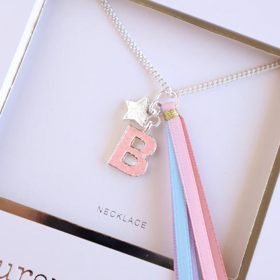 Lauren Hinkley - Pink Glitter Initial Necklace