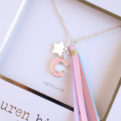Lauren Hinkley - Pink Glitter Initial Necklace