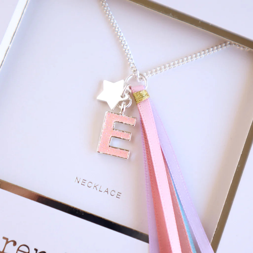 Lauren Hinkley - Pink Glitter Initial Necklace