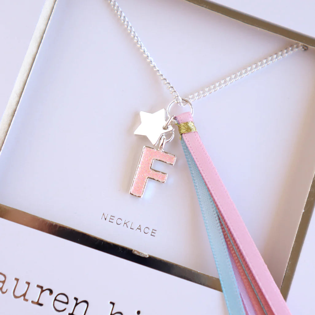 Lauren Hinkley - Pink Glitter Initial Necklace