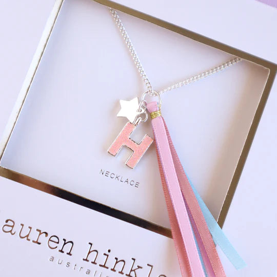 Lauren Hinkley - Pink Glitter Initial Necklace