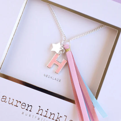 Lauren Hinkley - Pink Glitter Initial Necklace
